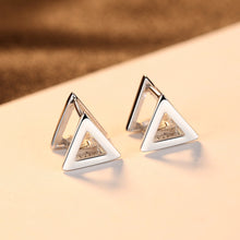 Load image into Gallery viewer, 925 Sterling Silver Simple Fashion Hollow Geometric Triangle Stud Earrings