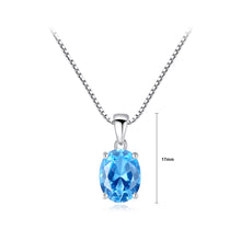 Load image into Gallery viewer, 925 Sterling Silver Simple Fashion Geometric Oval Blue Topaz Pendant with Necklace