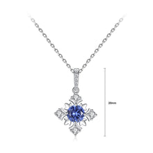 Load image into Gallery viewer, 925 Sterling Silver Fashion and Elegant Snowflake Pendant with Blue Cubic Zirconia and Necklace
