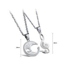 Load image into Gallery viewer, Fashion Creative Musical Note Titanium Steel Couple Pendant with Cubic Zirconia and Necklace
