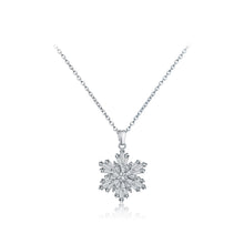 Load image into Gallery viewer, Simple Bright Snowflake Pendant with Cubic Zirconia and Necklace