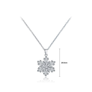 Simple Bright Snowflake Pendant with Cubic Zirconia and Necklace