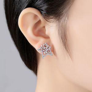Fashion Bright Star Stud Earrings with Cubic Zirconia