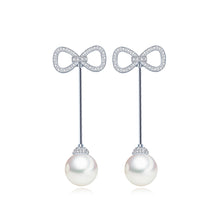 Load image into Gallery viewer, Fashion Simple Ribbon Tassel Imitation Pearl Earrings with Cubic Zirconia