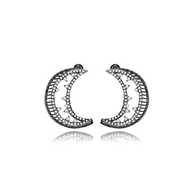 Fashion and Simple Hollow Moon Stud Earrings with Cubic Zirconia