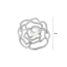 Load image into Gallery viewer, Simple and Elegant Hollow Flower Imitation Pearl Brooch with Cubic Zirconia