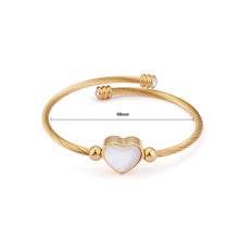 Load image into Gallery viewer, Simple and Fashion Plated Gold Heart-shaped Shell 316L Stainless Steel Bangle with Cubic Zirconia
