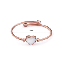 Load image into Gallery viewer, Simple and Fashion Plated Rose Gold Heart-shaped Shell 316L Stainless Steel Bangle with Cubic Zirconia
