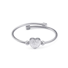 Load image into Gallery viewer, Fashion Bright Heart Shaped 316L Stainless Steel Bangle with Cubic Zirconia