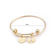 Load image into Gallery viewer, Simple and Romantic Plated Gold Heart-shaped Couple Cartoon 316L Stainless Steel Bangle