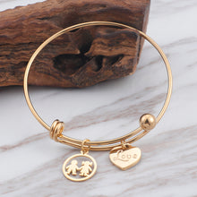 Load image into Gallery viewer, Simple and Romantic Plated Gold Heart-shaped Couple Cartoon 316L Stainless Steel Bangle