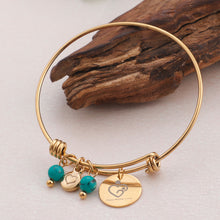 Load image into Gallery viewer, Simple Fashion Plated Gold Geometric Round Heart Pattern 316L Stainless Steel Bangle