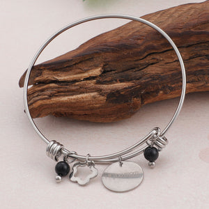 Simple Temperament Geometric Round Flower 316L Stainless Steel Bangle