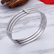 Load image into Gallery viewer, Fashion Personality Geometric Three-layer 316L Stainless Steel Bangle with Cubic Zirconia