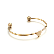 Load image into Gallery viewer, Simple and Fashion Plated Gold Heart-shaped 316L Stainless Steel Bangle