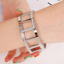 Load image into Gallery viewer, Fashion Personality Hollow Geometric 316L Stainless Steel Bangle with Cubic Zirconia