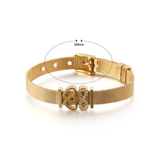 Load image into Gallery viewer, Fashionable and Elegant Plated Gold Heart-shaped Infinity Symbol Mesh Belt 316L Stainless Steel Bracelet with Cubic Zirconia