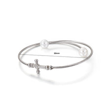 Load image into Gallery viewer, Fashion Classic Cross 316L Stainless Steel Bangle with Imitation Pearls