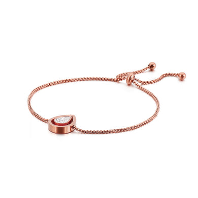 Simple and Fashion Rose Plated Gold Water Drop-shaped 316L Stainless Steel Bracelet with Cubic Zirconia