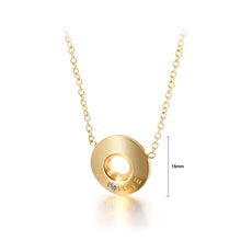 Load image into Gallery viewer, Fashion and Simple Plated Gold Geometric Circle Love 316L Stainless Steel Pendant with Cubic Zirconia and Necklace