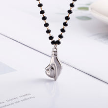 Load image into Gallery viewer, Fashion Creative Plated Gold Love Gesture 316L Stainless Steel Pendant with Round Bead Necklace