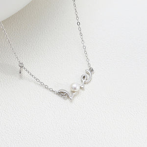 925 Sterling Silver Simple Romantic Love Freshwater Pearl Necklace