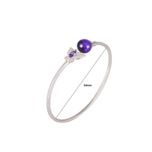 Load image into Gallery viewer, 925 Sterling Silver Fashion Elegant Butterfly Purple Freshwater Pearl Bangle