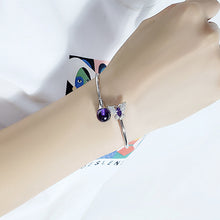 Load image into Gallery viewer, 925 Sterling Silver Fashion Elegant Butterfly Purple Freshwater Pearl Bangle