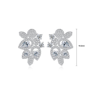 Elegant Bright Geometric Flower Earrings with Cubic Zirconia