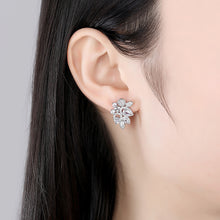 Load image into Gallery viewer, Elegant Bright Geometric Flower Earrings with Cubic Zirconia