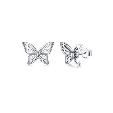 925 Sterling Silver Fashion and Elegant Butterfly Stud Earrings