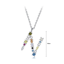 Load image into Gallery viewer, 925 Sterling Silver Fashion Simple Color English Alphabet N Pendant with Cubic Zirconia and Necklace