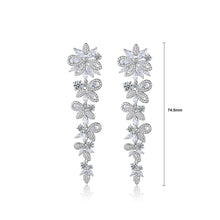 Load image into Gallery viewer, Fashion and Elegant Flower Tassel Earrings with Cubic Zirconia
