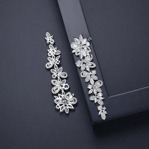 Fashion and Elegant Flower Tassel Earrings with Cubic Zirconia