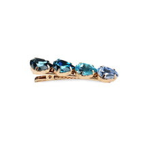 Load image into Gallery viewer, Simple Temperament Plated Gold Geometric Blue Cubic Zirconia Hair Clip