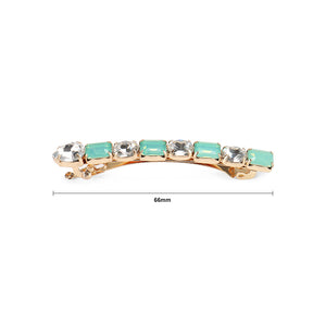 Fashion and Simple Plated Gold Geometric Hair Clip with Green Cubic Zirconia