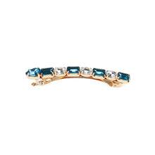 Load image into Gallery viewer, Fashion and Simple Plated Gold Geometric Hair Clip with Blue Cubic Zirconia