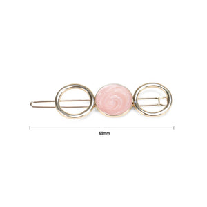 Fashion Simple Plated Gold Pink Round Hair Clip