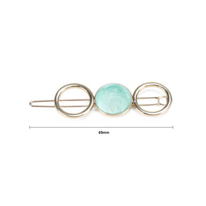 Fashion Simple Plated Gold Green Round Hair Clip