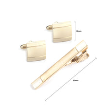 Load image into Gallery viewer, Simple and Fashion Plated Gold Geometric Tie Clip and Cufflinks Set