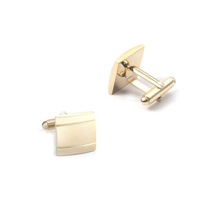 Simple and Fashion Plated Gold Geometric Tie Clip and Cufflinks Set