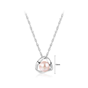 925 Sterling Silver Fashion Simple Geometric Purple Freshwater Pearl Pendant with Necklace