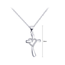 Load image into Gallery viewer, 925 Sterling Silver Fashion Simple Heart-shaped Cross Pendant with Cubic Zirconia and Necklace