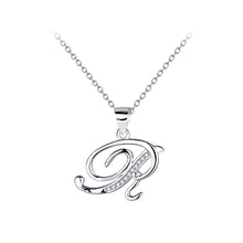Load image into Gallery viewer, 925 Sterling Silver Fashion Simple English Alphabet R Pendant with Cubic Zirconia and Necklace