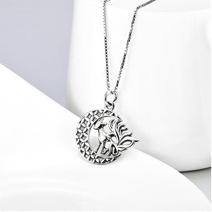 925 Sterling Silver Fashion Personality Nine-tailed Fox Moon Pendant with Necklace