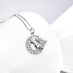 925 Sterling Silver Fashion Personality Nine-tailed Fox Moon Pendant with Necklace