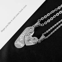 Load image into Gallery viewer, Fashion and Simple Heart-shaped Couple 316L Stainless Steel Pendant with Cubic Zirconia and Necklace