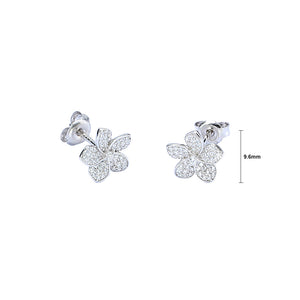 925 Sterling Silver Fashion Bright Flower Stud Earrings with Cubic Zirconia