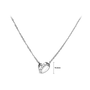 925 Sterling Silver Simple Romantic Heart Pendant with Cubic Zirconia and Necklace