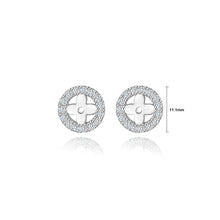 Load image into Gallery viewer, 925 Sterling Silver Simple Temperament Four-leafed Clover Geometric Round Stud Earrings with Cubic Zirconia